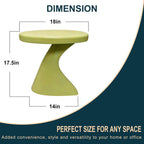 Modern Z-Shaped Round Side Table, 16 Inch Matcha Green PE Accent End Table, Sculptural Pedestal Small Coffee Table, No Assembly Indoor Outdoor Nightstand for Living Room Bedroom