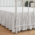 Striped Tufted Bed Skirt Queen Size, Ruffled Bed Skirts with Split Corners, Queen Bed Skirt 14 Inch Drop Dust Ruffle with Platform, White, 14'' Queen