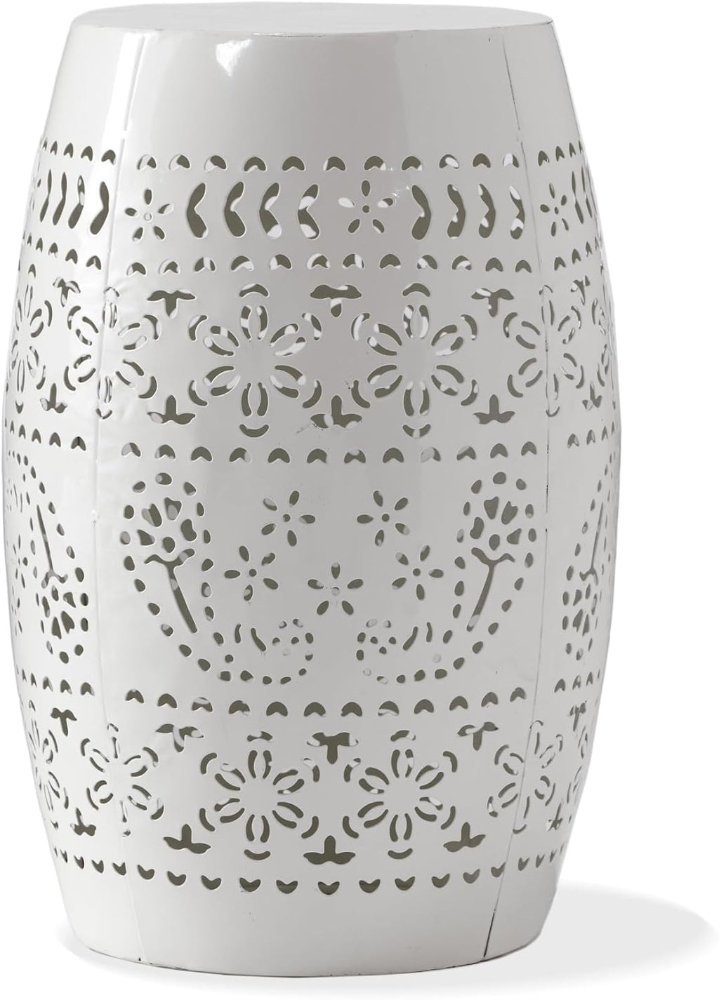 Iron Side Table,Cylindrical Design Suitable for the Living Room Indoor and Outdoor Coffee Table(White,1pc)