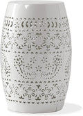 Iron Side Table,Cylindrical Design Suitable for the Living Room Indoor and Outdoor Coffee Table(White,1pc)