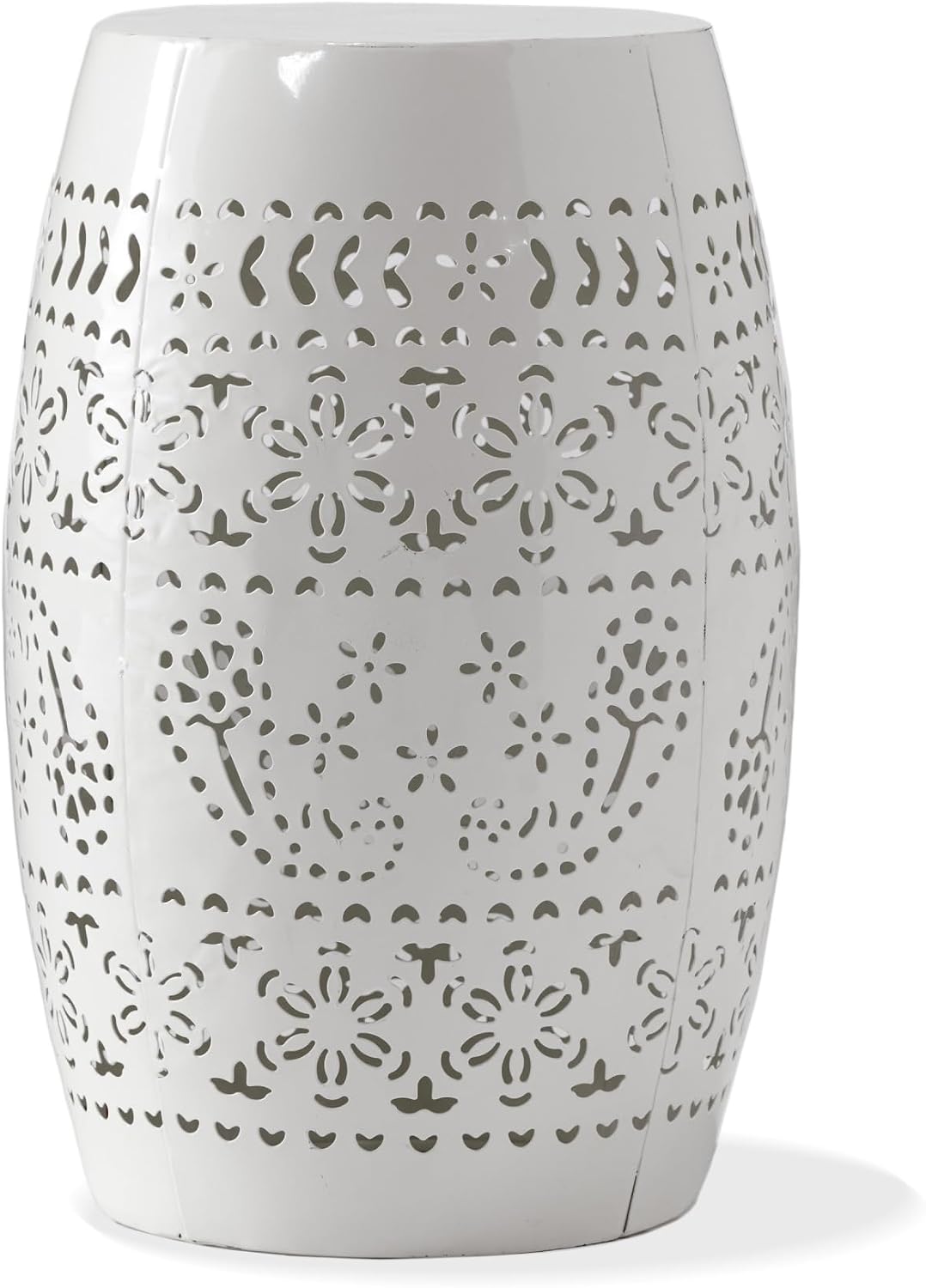 Iron Side Table,Cylindrical Design Suitable for the Living Room Indoor and Outdoor Coffee Table(White,1pc)