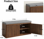 Shoe Cabinet Bench with Cushion,Double Layered Wooden Shoe Bench with Soft Cushion,Shoe Rack for Entryway,Bedroom,Living Room (Walnut Sturdy Entryway Bench)