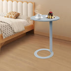 C-Shaped Round Side Table, Couch Side Tables with O-Shaped Base, Metal End Table for Couch Sofa Bed, Small Accent Side Table for Living Room Bedroom Office (Grey)