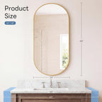 DUMOS 24" x 48" Oval Bathroom Mirror, Gold Wall Mirrors with Metal Frame, Tempered Glass, Morden Vanity Mirror for Over Sink, Entryway, Living Room, Bedroom, Horizontal or Vertical