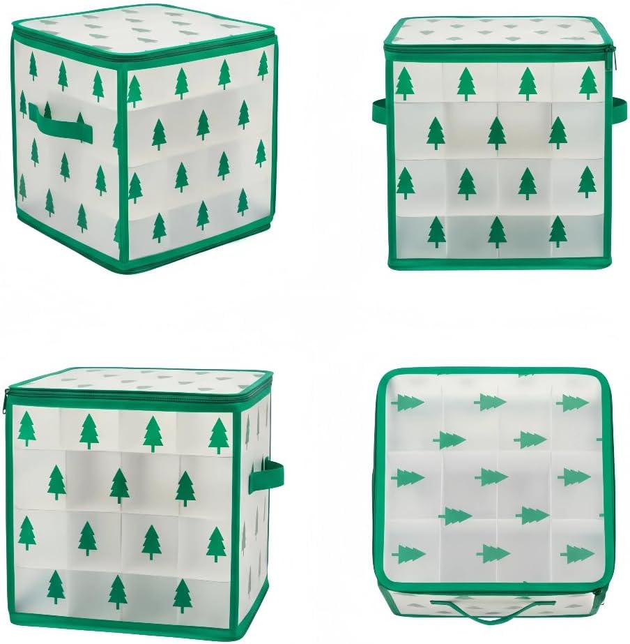Christmas Ornament Storage Box, Christmas Tree Ornament Organizer, Hard Plastic Storage Container with Dividers, Clear Design Waterproof Case for 3" Seasons Balls