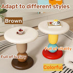 Round Bedside Table, Creative Resin Side Table, Modern Accent Table, Simple Decorative Table, Nightstand, Suitable for Living Room, Bedroom, Hotel(Brown)