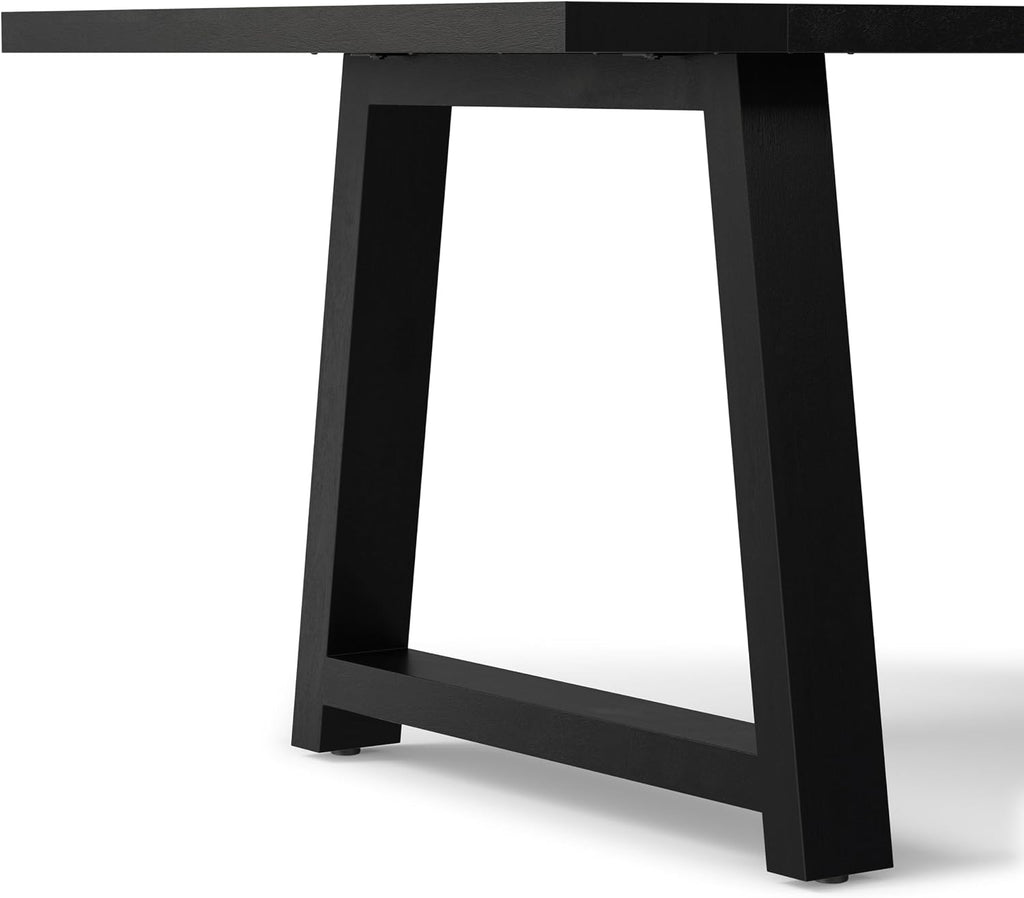 SIMPLIHOME Whitley Dining Table - 72 inch Wide Solid Mango Wood Rectangular Table in Black, Modern Farmhouse Style for Dining Room or Kitchen with Extra-Thick Trestle Base, Seats 6
