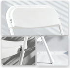 100 Pack White Plastic Folding Chairs, Portable Stackable Commercial Chairs with Steel Frame, 350 lb Capacity Indoor Outdoor Seating for Wedding Party Event Office Dining