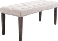 Heng Ming Upholstered Tufted Bench Ottoman, Velvet Dining Bench Bedroom Bench Footrest Stool Accent Bench for Entryway Dining Room Living Room, Beige