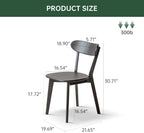 Dining Chairs, Kitchen Chairs, 100% Oak Solid Wood Modern Chair with Curved Backrest Kitchen & Dining Room Chairs Modern Chair for Living Room (Black, 4 Pack)