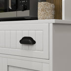 49" Kitchen Microwave Cabinet/Stand with Storage and Drawers, Pantry Storage Cabinet with Hutch & Adjustable Shelves for Kitchen, Dining Room, Living Room, Hallway in White