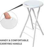 Portable Folding Bar Stool with Steel Frame Legs for Adults White 24 Inch Foldable Kitchen High(White,70cm/28inch)