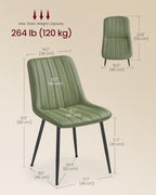 VASAGLE Dining Chairs Set of 4, Upholstered Kitchen Chairs, Synthetic Leather, Max. Load 264 lb, Steel Legs, Curved Backrest, for Dining Room, Forest Green and Ink Black ULDC090CH02-2J