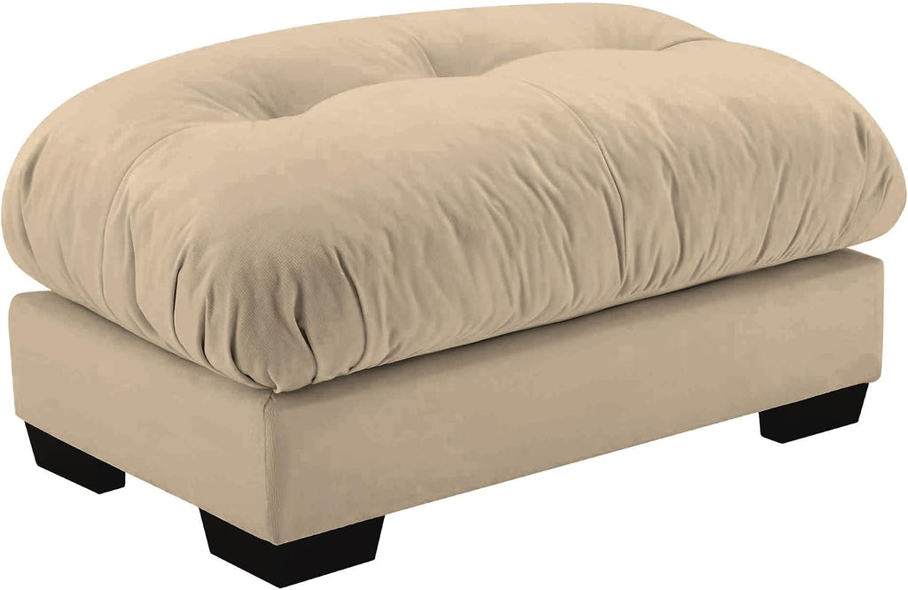 Velvet Upholstered Ottoman Footstool with Cushion for Sectional Sofa Couch 300lbs for Living Room（Camel）