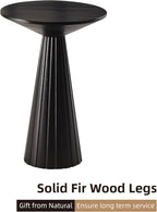 COZAYH Rustic Pedestal End Table, Farmhouse Round Martini Table Wood Plant Stand Drink Table for Small Space Living Room, Bedroom, Black
