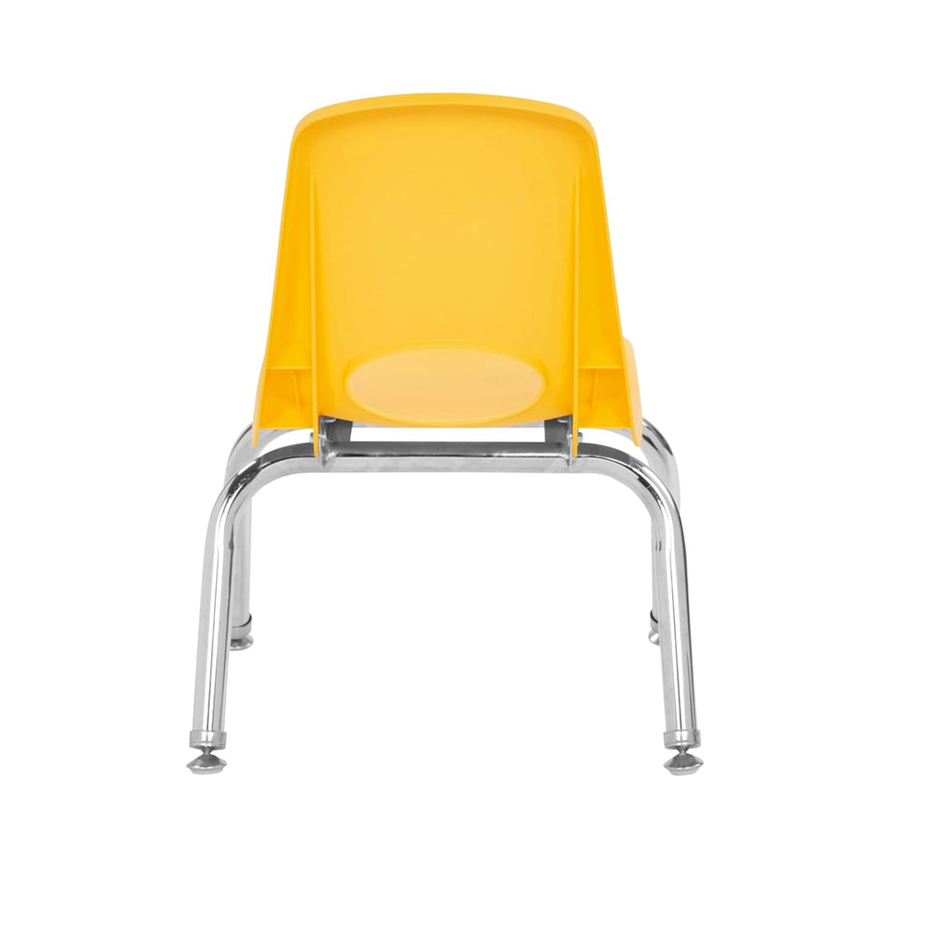 FDP 10" School Stack Chair, Stacking Student Seat with Chromed Steel Legs and Nylon Swivel Glides for in-Home Learning or Classroom - Yellow(4-Pack), 13227-YE