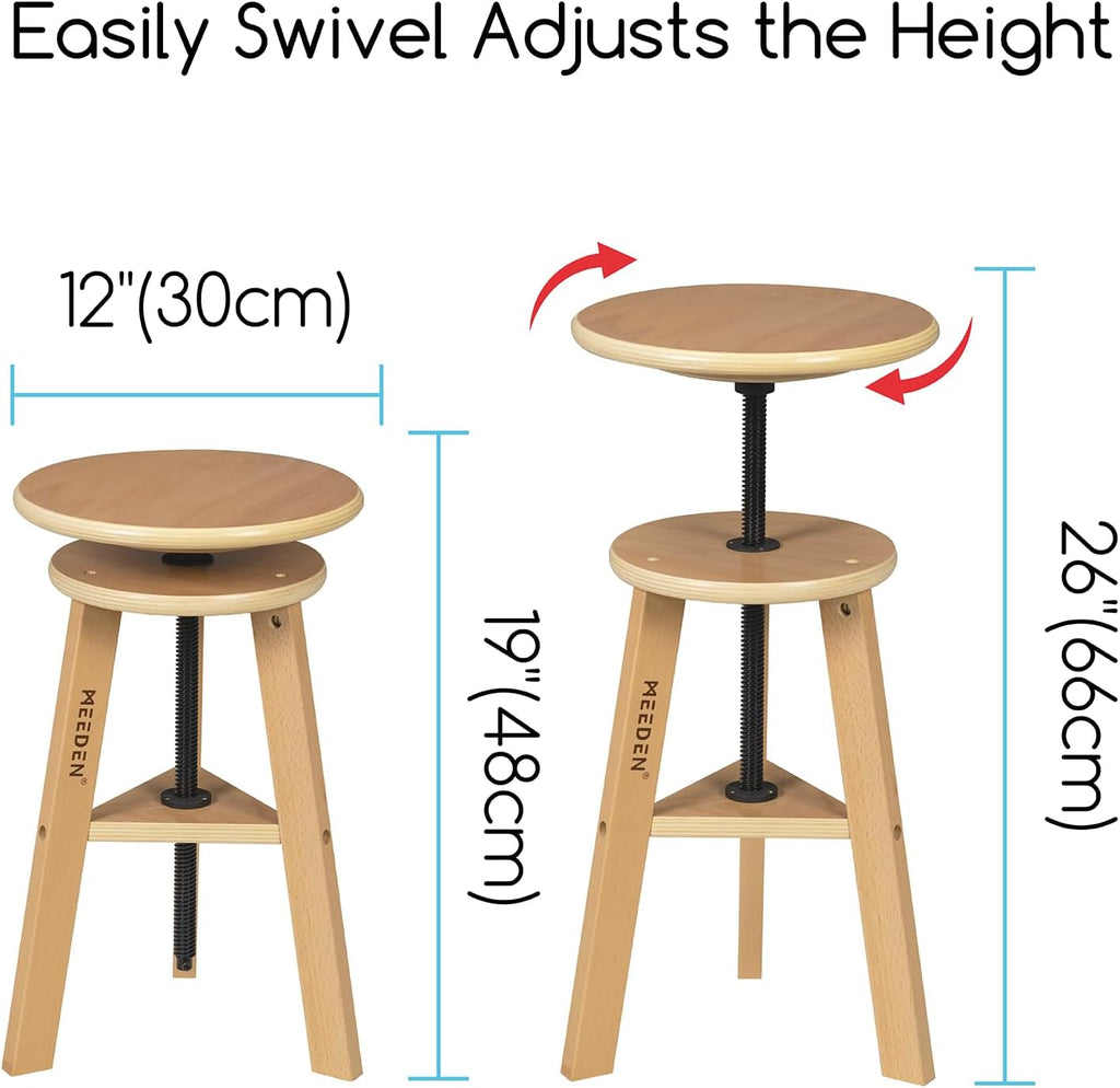 MEEDEN Wood Drafting Table & Stool Set,Artist Stool and Craft Table with Adjustable Height,Tiltable Tabletop for Artwork, Graphic Design, Reading, Writing
