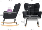 KROFEM Comfort Rocking Chair for Nursery,Anti-Tip Glider with 440 Lb Limit and Breathable Cotton Cover,Grey