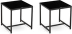 Modern Glass Side Table with Metal Legs - Multipurpose Small Tea Table for Living Room, Bedroom, Office, Outdoor Use - Waterproof & Durable Tempered Glass Top