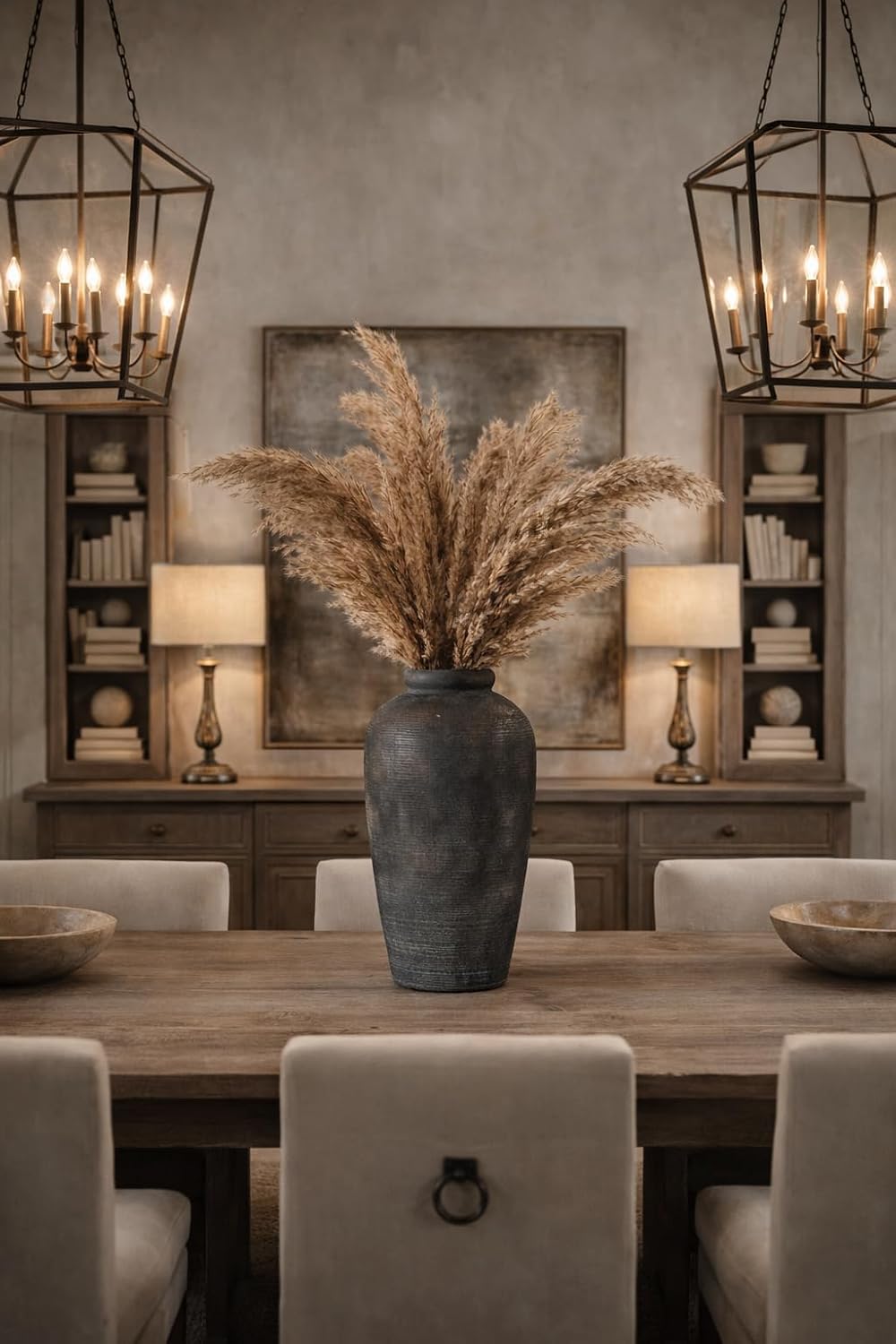 Vaseking Large Ceramic Rustic Vase, 11 inch Minimalist Decorative Farmhouse Tall Vase for Home Decor, Living Room, Shelf Decor, Enterway, Wedding, Table Decoration, Bronze