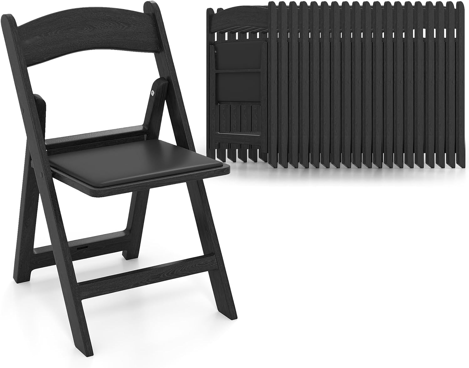 Giantex 20-Pack Folding Chairs, Portable Resin Event Chairs with Padded Seat, All-Weather Resin Frame, 1100 lbs Static Capacity, Lightweight Foldable Chair for Office, Wedding, Party, Outdoor