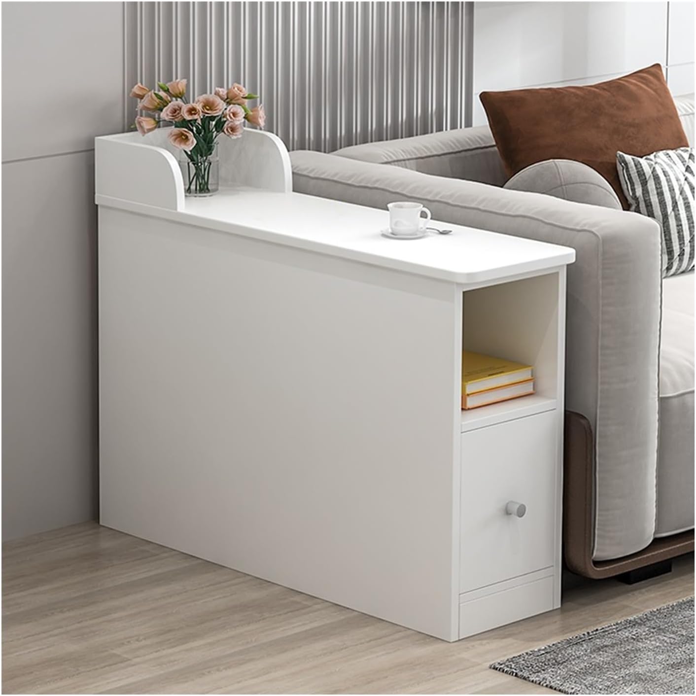Side Tables Living Room Small Side Table Sofa Sideboard Cabinet Sandwich Narrow Gap Next to Light Luxury Corner Bedside Coffee(25x90x55cm)
