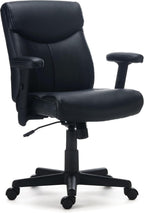 Staples Ergonomic Task Chair, Faux Leather, Ergonomic, Adjustable Height, Swivel, Black