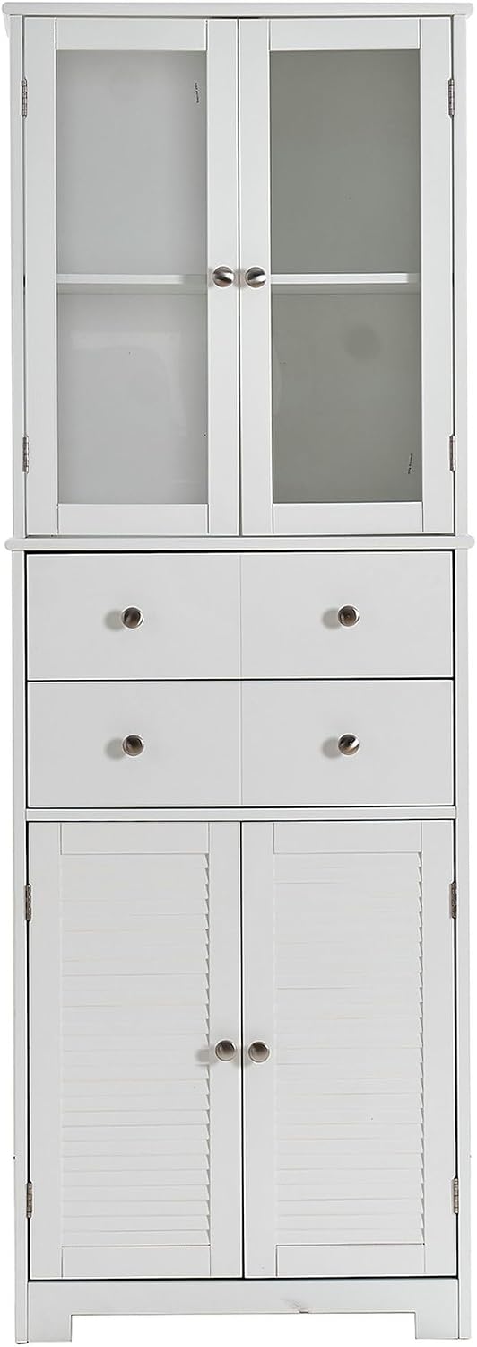 LUMISOL 67" Tall Kitchen Pantry Cabinet with Doors and Shelves, Modern Cupboard Storage Cabinet with Drawer, Kitchen Hutch for Living Room Dining Room Bathroom, White