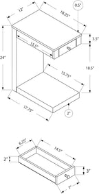 Accent Table, C Shaped, End, Side, Snack, Storage Drawer, Living Room, Bedroom, Brown Laminate,