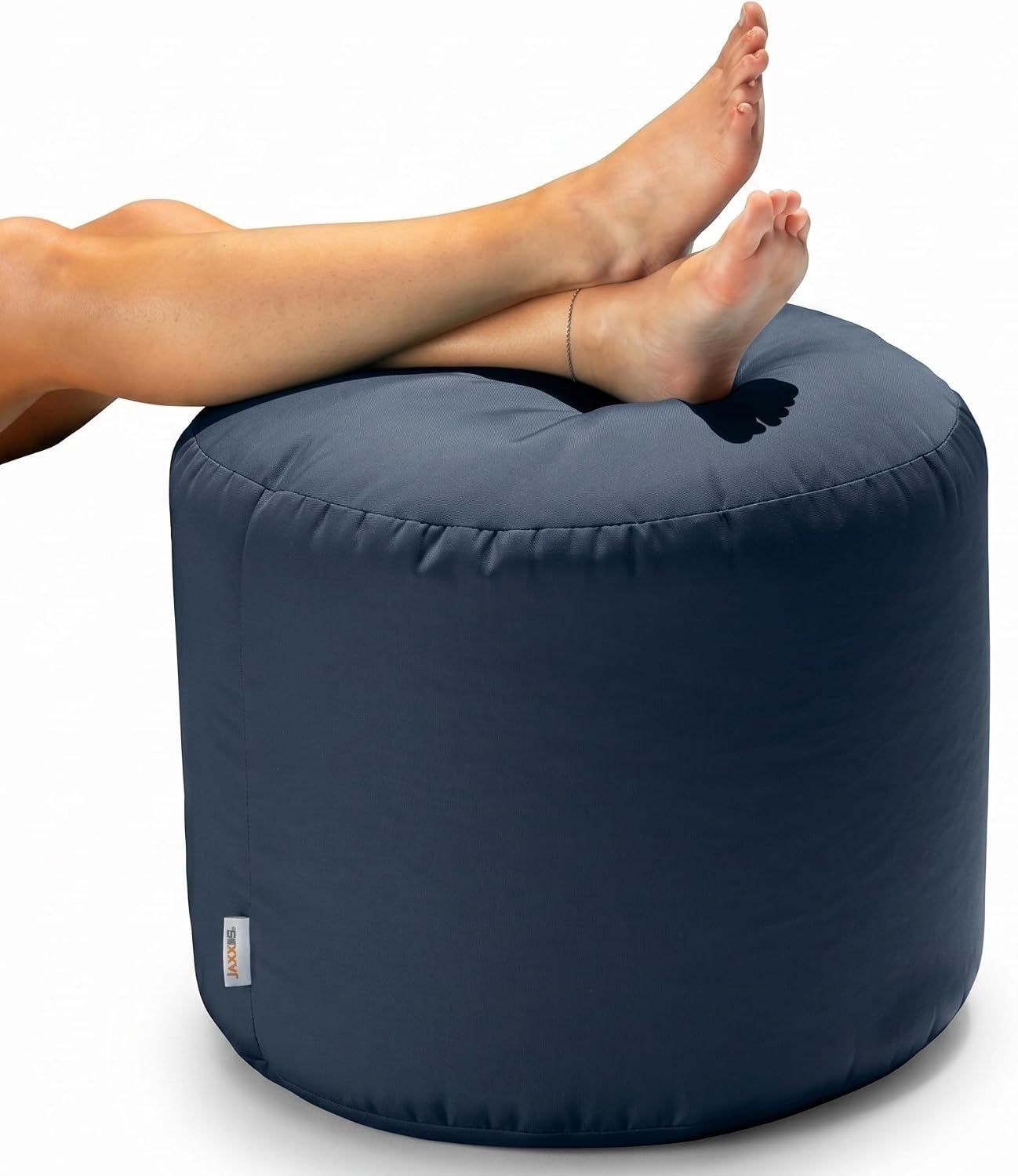 Jaxx Spring Indoor/Outdoor Bean Bag Pouf Ottoman, Navy
