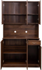 70.86" Tall Kitchen Pantry Cabinet with Open Countertop Freestanding Kitchen Hutch with Doors & Shelves & Drawer Wood Cupboard Large Pantry Cabinet Home Bar for Living Dining Room, Dark Walnut