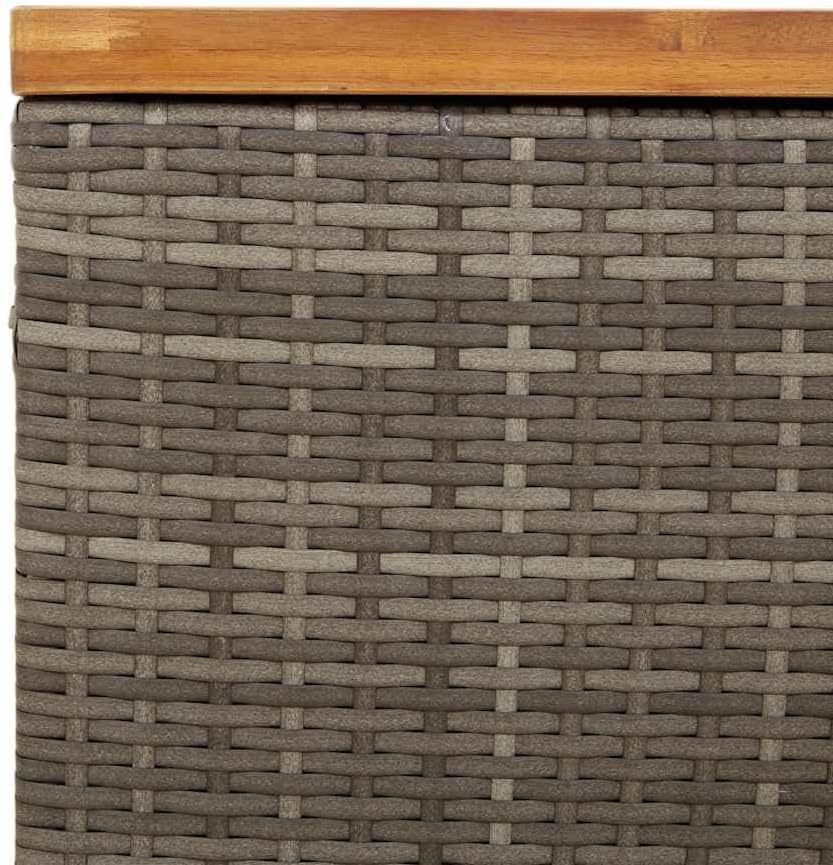 Patio Storage Box Gray 43.3x21.7x24.8 Inch Poly Rattan Acacia Wood Outdoor Storage Bench with Waterproof Bag