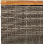 Poly Rattan Garden Storage Box with Waterproof Bag, 43.3x21.7x24.8 Inch Outdoor Storage Bench, Patio Box Gray with Acacia Wood Top
