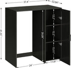 Herture Mini Fridge Cabinet with Storage, Coffee Bar Cabinet with Power Outlet, Fits 24" Wine Fridge, 3-Tier Organizer, Refrigerator Stand for Kitchen, Apartment, or Home Bar Black KH01MRB