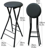 Round Padded Folding High Chiar for Kitchen, Outdoor, Camping, Foldable Bar Stool Backless, Portable Adult Foldable Stool (Color : Black, Size : 80cm/31.5in)