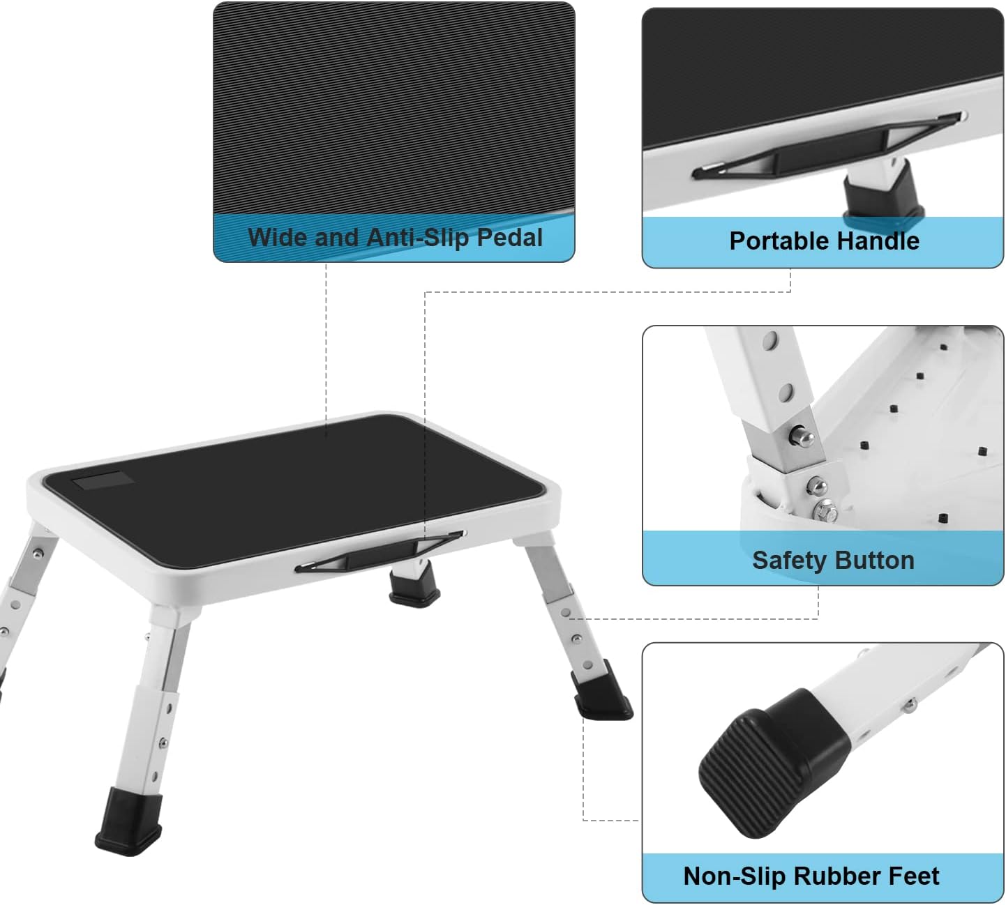 Jocauto Folding Step Stool, Height-Adjustable Step Stool with Non-Slip Platform, Step Ladder for Adults or Kids in Kitchen, Home, 330 Lbs Capacity