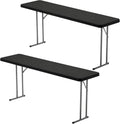 BTEXPERT 6-Foot - 72" Long Black Granite Plastic Folding Seminar Training Table Portable 18" Wide Narrow, 29" High, Events Indoor Outdoor Lightweight Set of 2