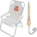 Gazaar Kids Beach Chair with Umbrella, Foldable Portable Camping Chair for Outdoor Activities, Lightweight Sturdy with Adjustable Sunshade (Squirrel)