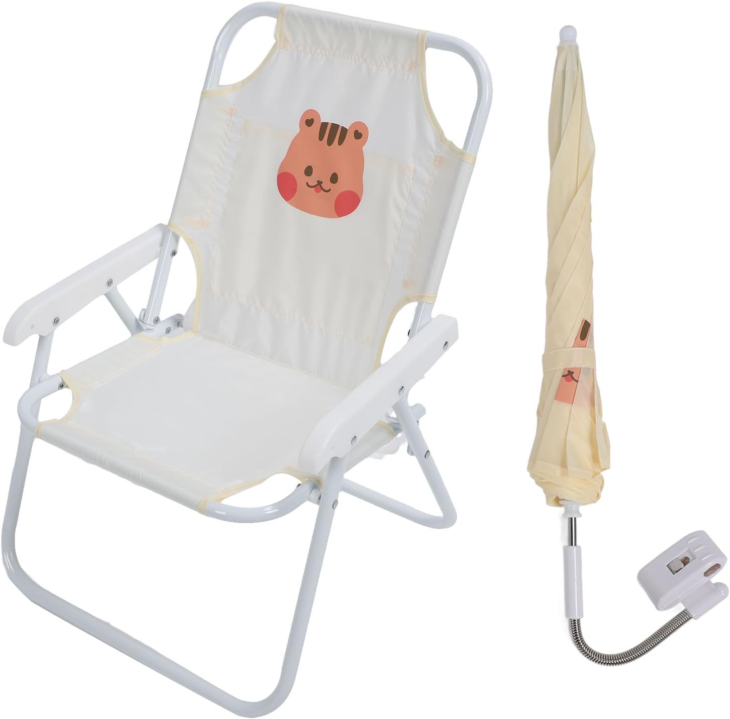 Gazaar Kids Beach Chair with Umbrella, Foldable Portable Camping Chair for Outdoor Activities, Lightweight Sturdy with Adjustable Sunshade (Squirrel)
