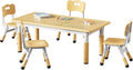 Brelley Kids Table and 4 Chairs Set, Height Adjustable Toddler Table and Chair Set, Graffiti Desktop, Non-Slip Legs, Max 300lbs, Children Multi-Activity Table for Ages 2-8
