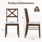 GOFLAME Dining Chairs Set of 4, Upholstered Kitchen Side Chairs with Rubber Wood Frame, Padded Seat, Cross Back, Farmhouse Armless Dinette Chairs for Dining Room, Living Room, Brown & White
