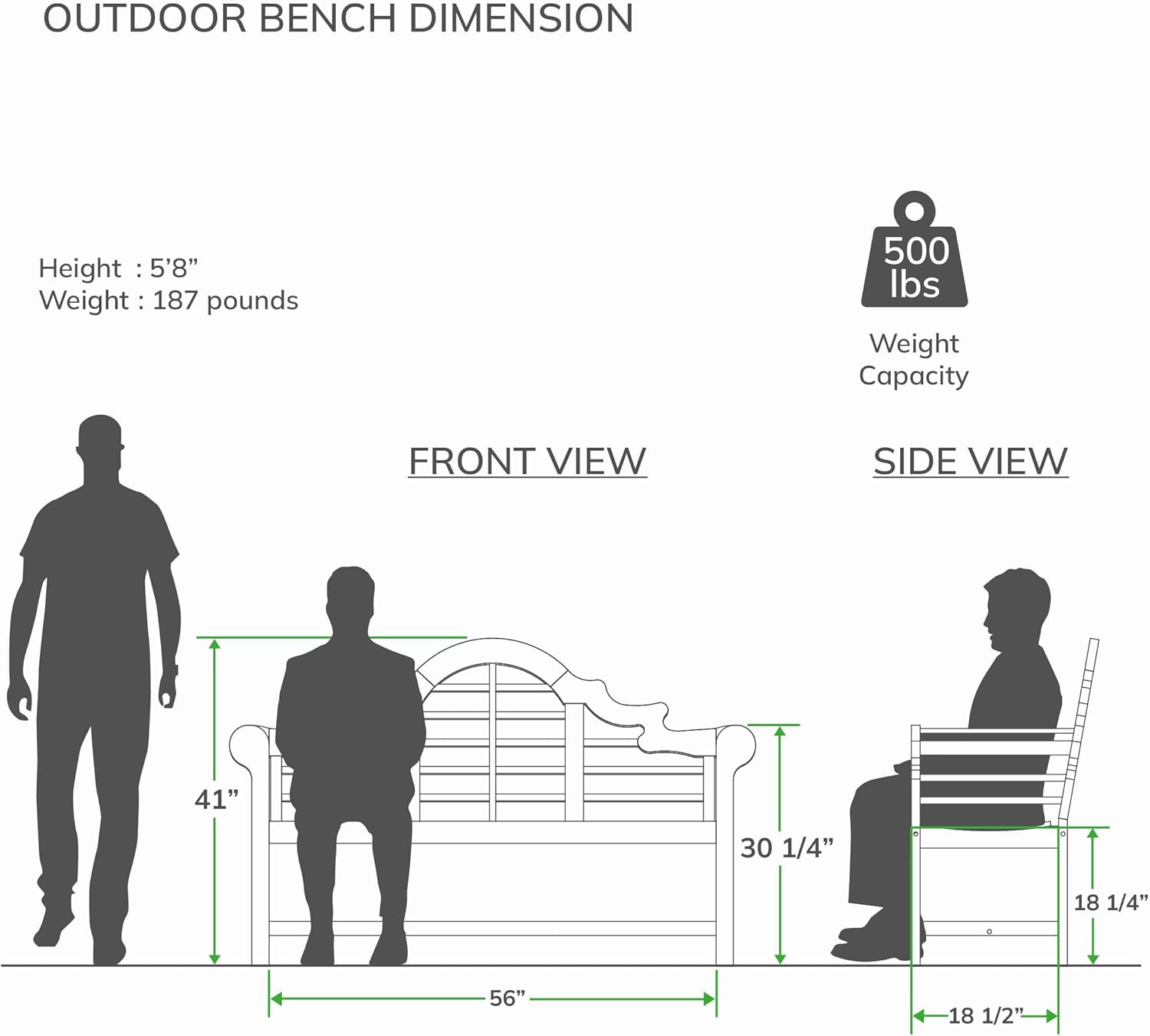 Cambridge Casual Lutyens Teak Wood Garden Bench 5-Foot, Outdoor Teak Bench, Wooden Outdoor Bench for Patio, Porch, Backyard, Lawn, Deck & Entryway