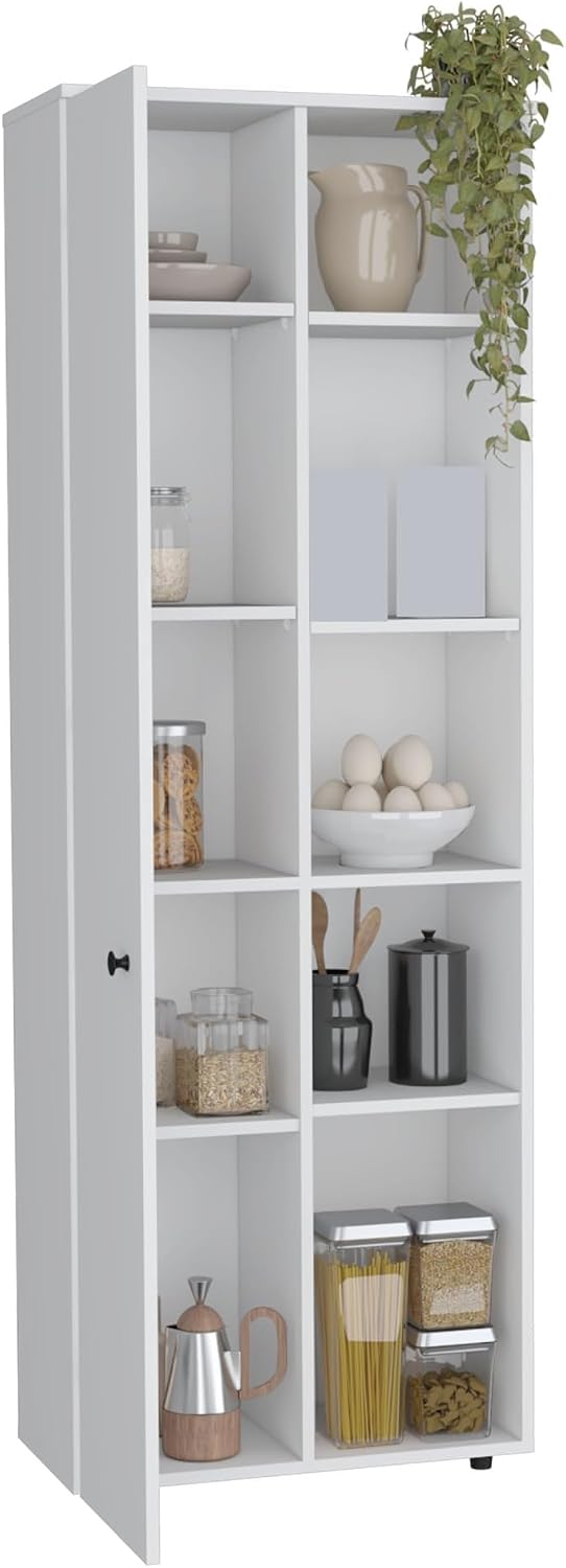 Pantry Storage Cabinet with Five Interior and Exterior Shelves, Kitchen Sideboard Cupboard Furniture,for Kitchen Home