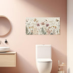 BewDalky Vintage Wildflower Canvas Wall Art Rustic Farmhouse Botanical Floral Landscape Painting Beige Pink Watercolor Meadow Flower Artwork Prints for Bedroom Living Room Aesthetic Home Decor 12"x24"