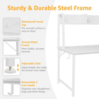 DLisiting White Computer Desk with Hutch & Drawers - 47 Inch Modern Study Writing Office Desk with 3 Storage Drawers and Power Outlets for Bedroom Home Office