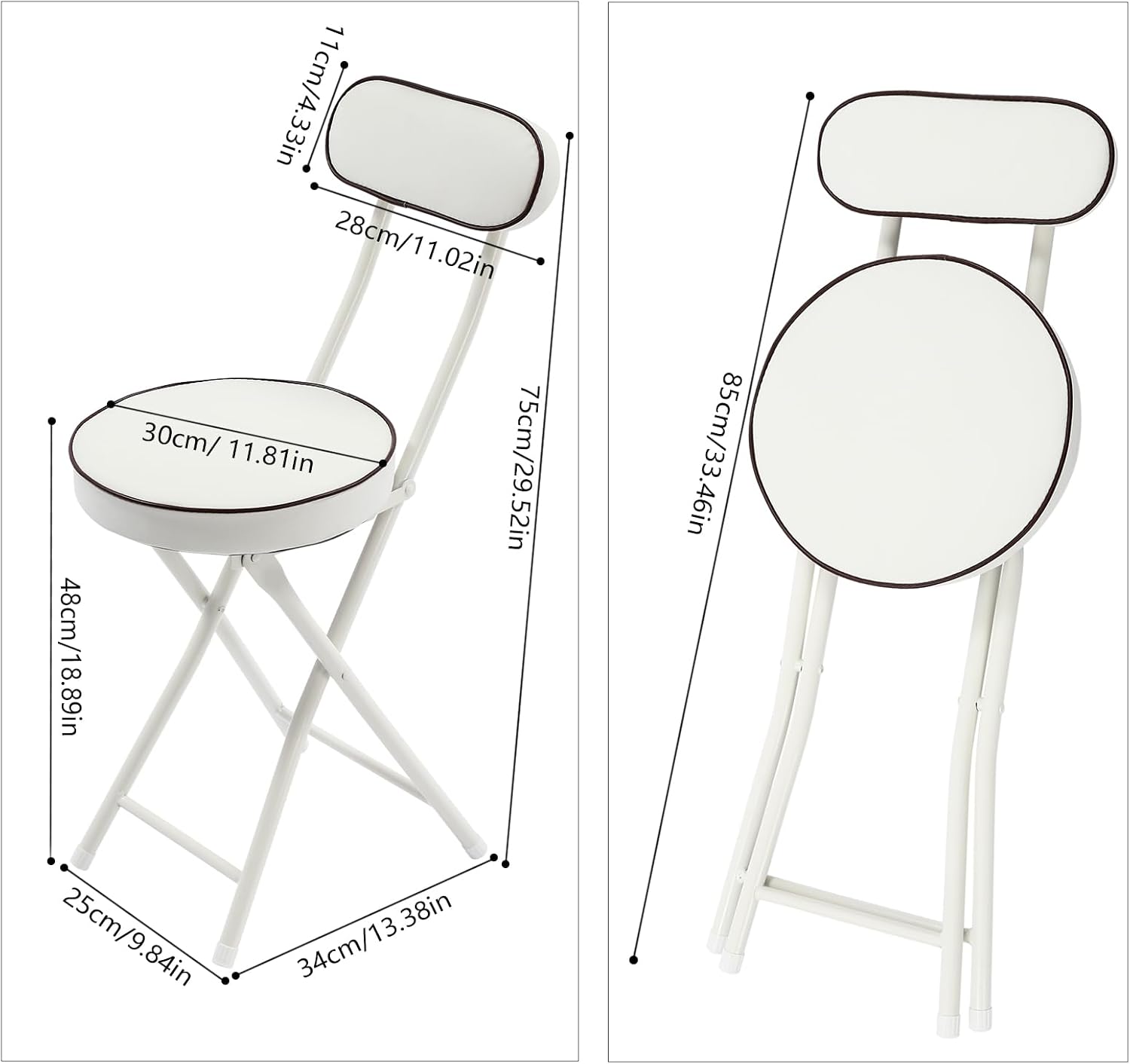 4 Pcs Folding Stool with Backrest Portable Cushioned Padded Folding Stool Foldable Bar Chair for Cafe Restaurant Bar Outdoor Camping Kitchen