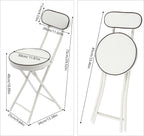 4Pcs Folding Stool with Back Cushioned Padded Folding Stool Portable Bar Stool Collapsible Counter Height Chair for Kitchen Island Home Office Camping Fishing Hiking 18.9Inch Height (White)