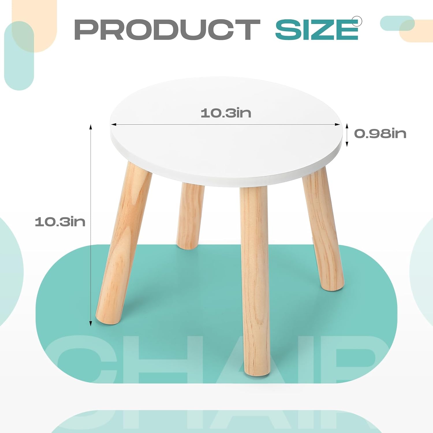 Wenqik 2 Wooden Step Stool for Kids 10.3 Inch 4 Legged Small Wooden Step Stool Solid Hard Sturdy Chair for Bedroom Furniture