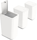N. NETDOT 3 Pack 10L / 2.6 Gallon Small Trash Can with Lid, Bathroom Garbage Can with Pop-Up Lid, Waste Basket for Bathroom, Kitchen, Bedroom, Powder Room, Craft Room, Office, College (Off White)