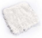 Efavormart 20"x20" White Faux Sheepskin Chair Pad, Soft Faux Fur Rug Seat Cushion for Sofa Cover, Bedside Runner, Living Room, Modern Decor Mat